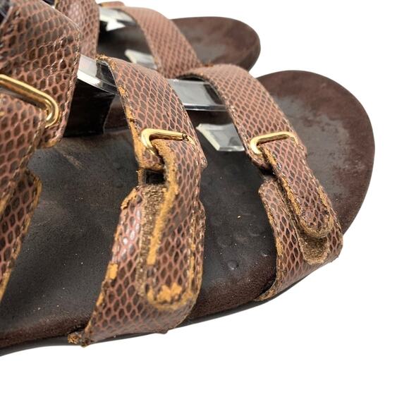Vionic Aubrey Slip On Snake Print Slides Brown Sandals Flip Flops Casual Shoes 9 - Picture 4 of 16